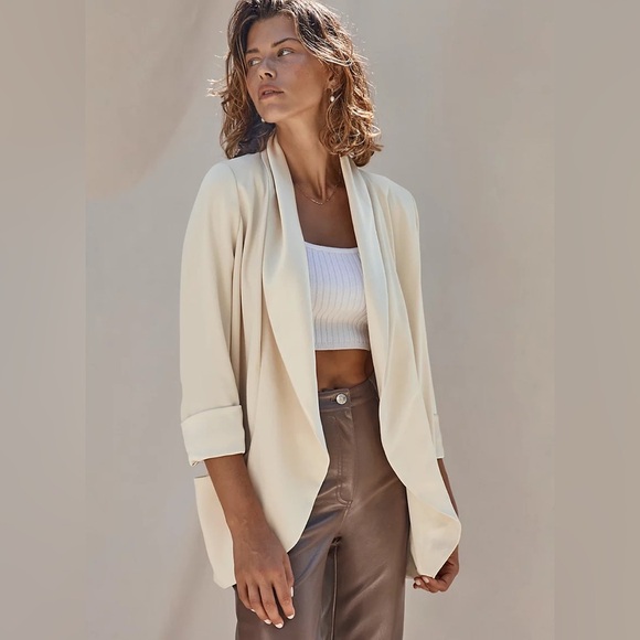 Wilfred Aritzia Off White Cream Crepe Chevalier Blazer Jacket Cardigan - Picture 14 of 17